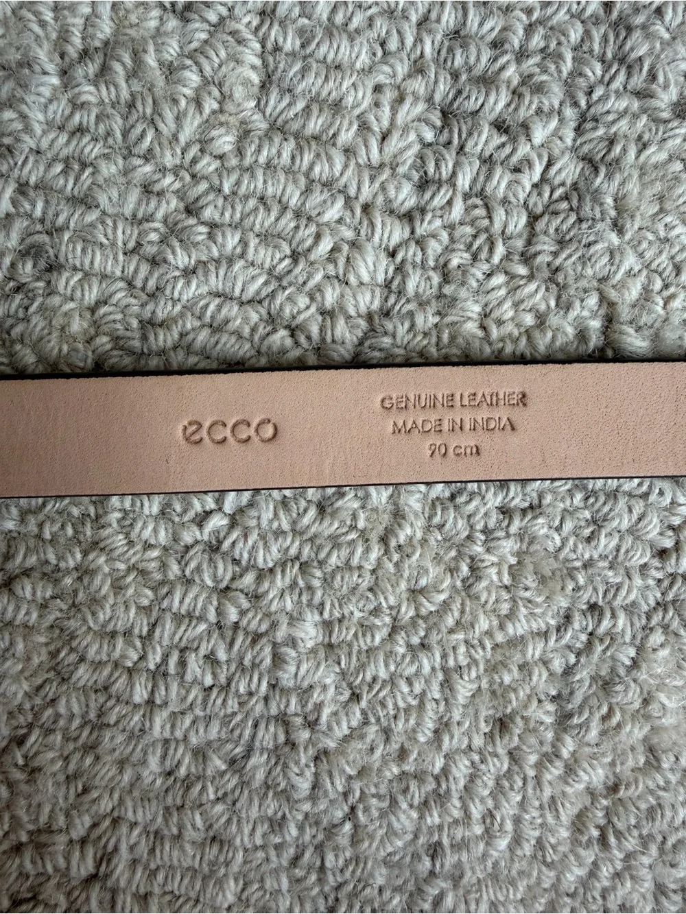 Women's Ecco White Pebbled Leather Belt with Gold Buckle